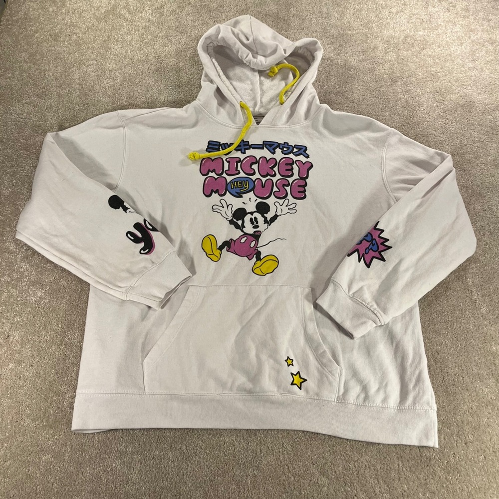 Disney Mickey Mouse Hoodie Womens XXL White Japanese Graphic Streetwear‎